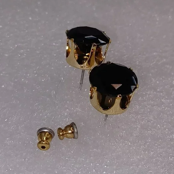 SWAROVSKI ELEMENTS (Reddish Black rn-gl 10mm) Stud Earrings Black Velvet Pouch - Picture 5 of 9